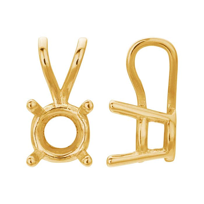 14K Yellow Gold 5.5mm Round Basket Pendant Mounting