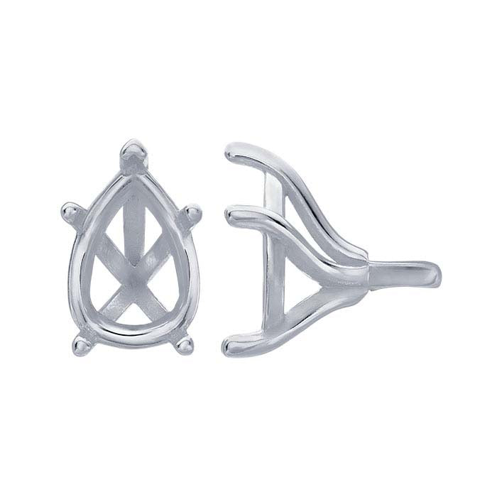 14K White Gold 12 x 10mm Pear 5-Prong Setting