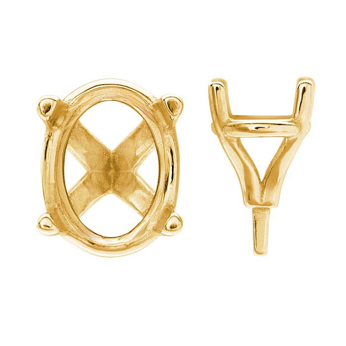14K Yellow Gold 6.5 x 4.5mm Oval 4-Prong Setting with Peg