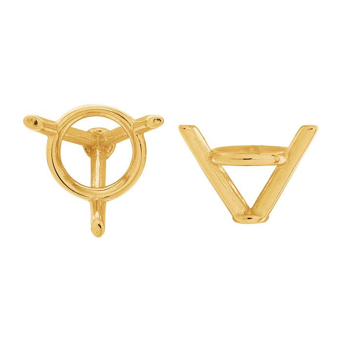 Impostazione Martini Rotonda da 10mm a 3 Griffe in Oro Giallo 14K