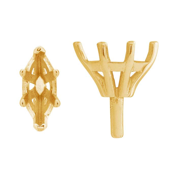 18K Yellow Gold 8 x 4mm Marquise 6-Prong Setting with Peg