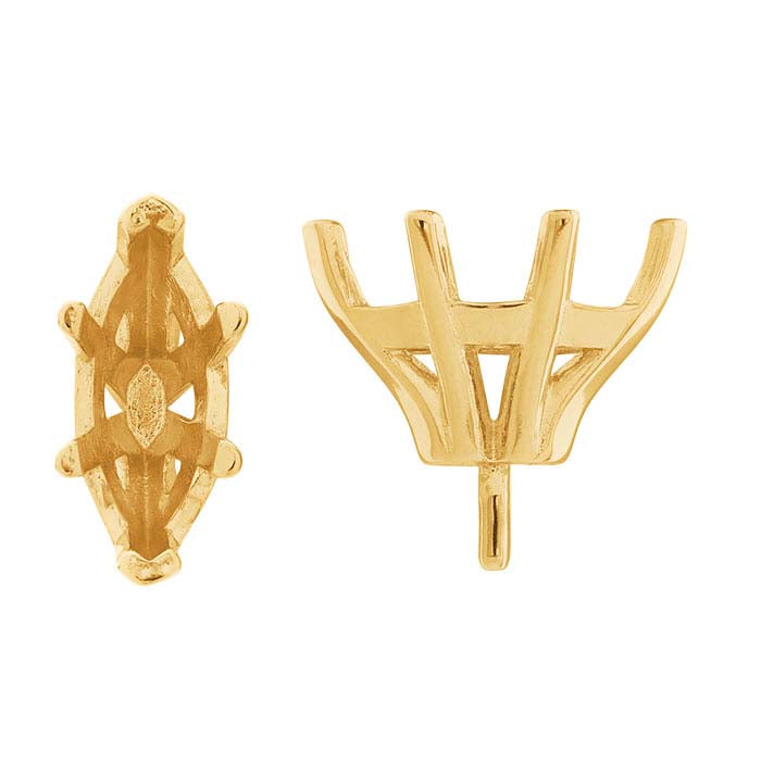 18K Yellow Gold 10 x 5mm Marquise 6-Prong Setting with Peg