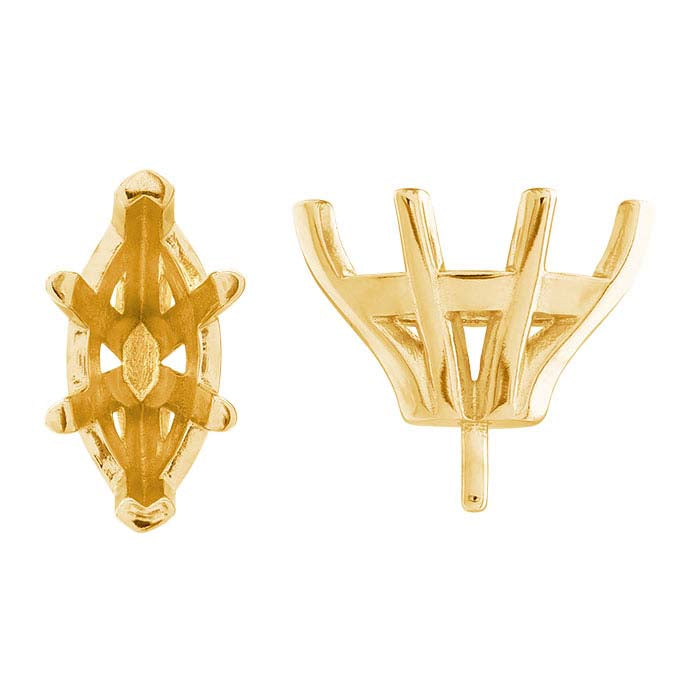 18K Yellow Gold 12 x 6mm Marquise 6-Prong Setting with Peg