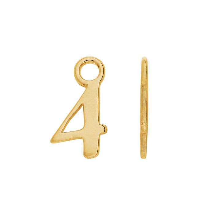 14K Yellow Gold Mini Number Charm, 4