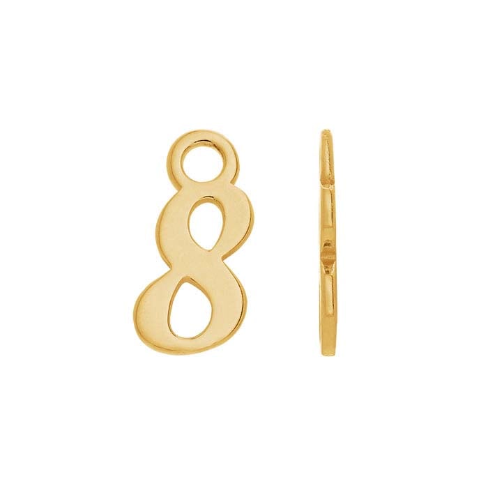 14K Yellow Gold Mini Number Charm, 8