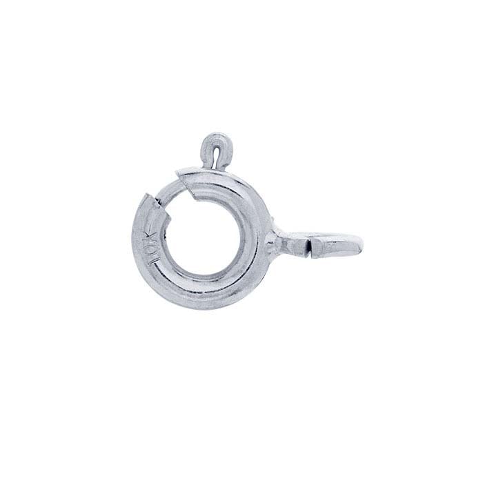 10K White Gold 8.2 x 5mm Spring Ring Clasp with Ring