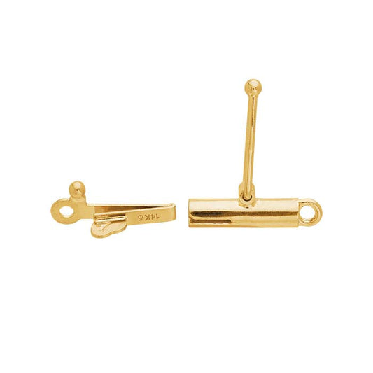 14K Żółte Złoto 15 x 2mm Okrągła Beczka z Zapięciem Bezpieczeństwa