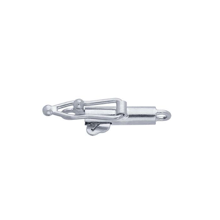 14K White Gold 15 x 2mm Round Barrel with Safety Clasp