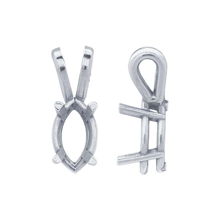 14K White Gold 7 x 4mm Marquise Pendant Mounting