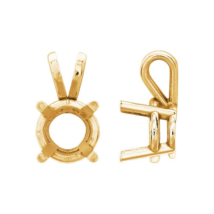 14K Yellow Gold Round Basket Pendant Mounting