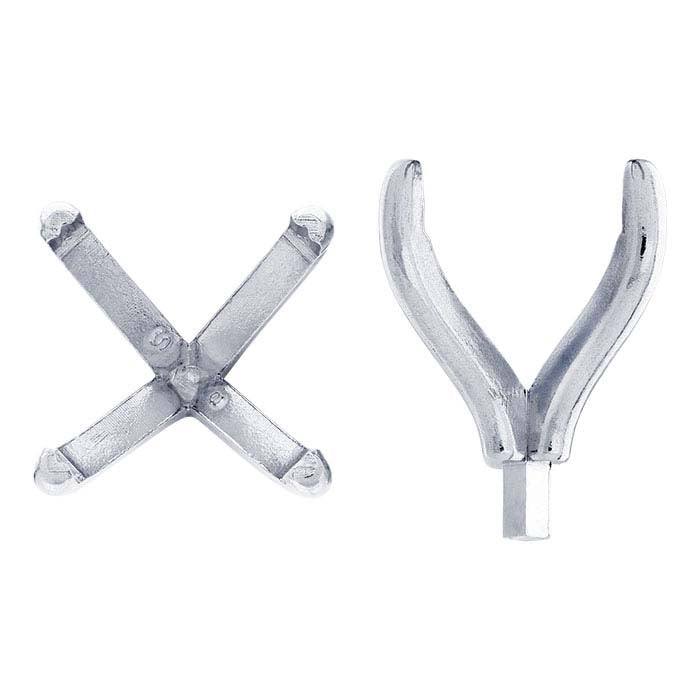 14K White Gold 8mm Square 4-Prong Setting with Peg