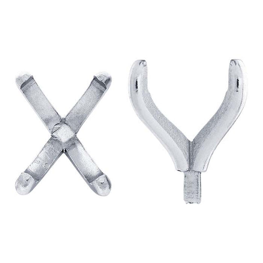 14Κ Λευκός Χρυσός 10 x 8mm Σκαλιστό Σμαράγδι με 4 Αγκύλες και Πείρο