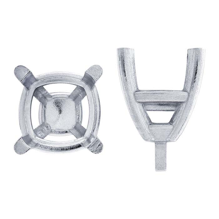 14K White Gold 9mm Cushion 4-Prong Setting with Peg