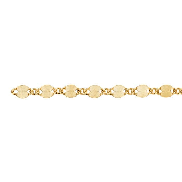 14/20 Yellow Gold-Filled 3.2mm Dapped Long & Short Chain, By the Foot