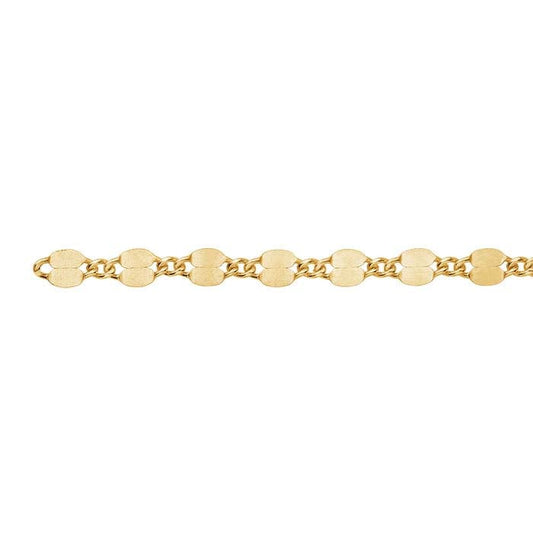 14/20 Yellow Gold-Filled 3.2mm Dapped Long & Short Chain, By the Foot