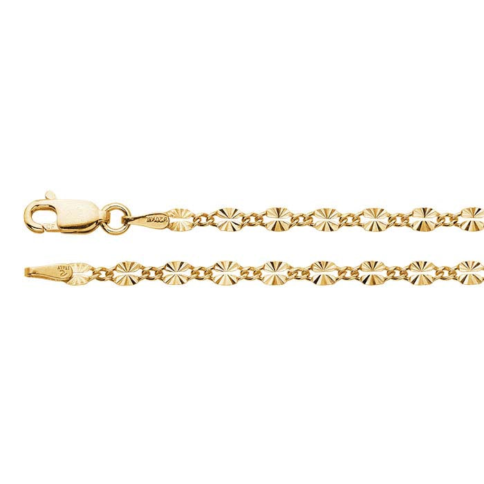 14/20 Yellow Gold-Filled 2.9mm Patterned Long & Short Chain