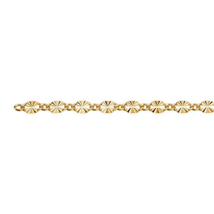14/20 Yellow Gold-Filled 2.9mm Patterned Long & Short Chain, By the Foot
