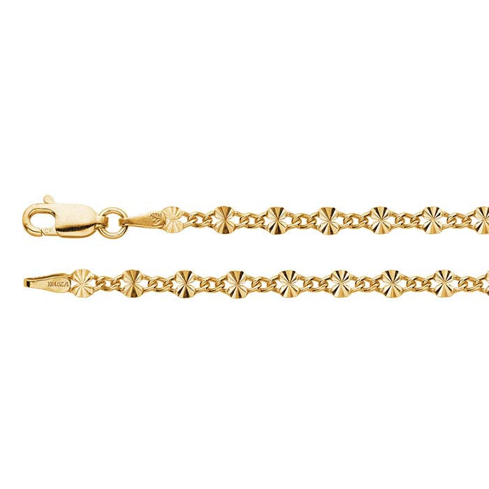 14/20 Yellow Gold-Filled 3.4mm Patterned Long & Short Chain