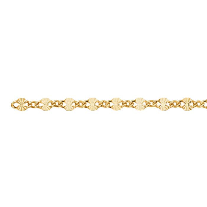 14/20 Yellow Gold-Filled 3.4mm Patterned Long & Short Chain, By the Foot
