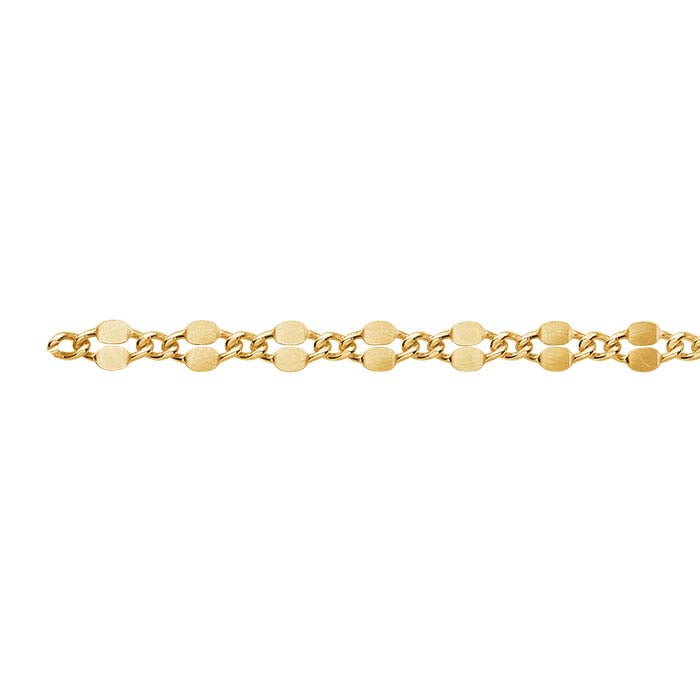 14/20 Yellow Gold-Filled 3.6mm Dapped Long & Short Chain, By the Foot