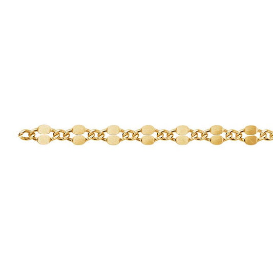 14/20 Yellow Gold-Filled 3.6mm Dapped Long & Short Chain, By the Foot