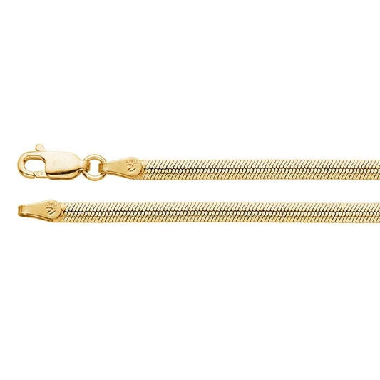 14/20 Gult Guld-Fyllt 3mm Platt Sömd Ormkedja