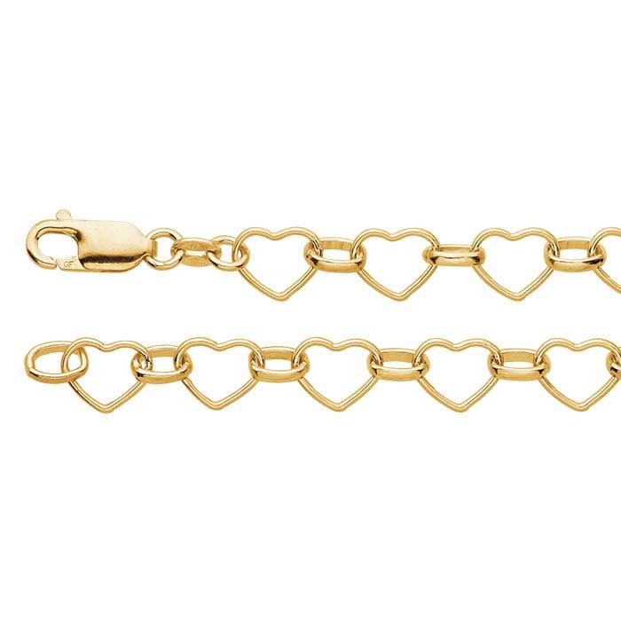 14/20 Yellow Gold-Filled 7.8mm Heart Link Cable Chain