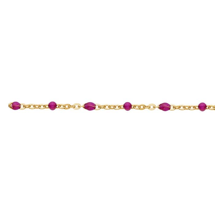 14/20 Keltakultainen Täytetty Fuksia Emaloitu 1,65 mm Kaapeliketju, Jalka kerrallaan