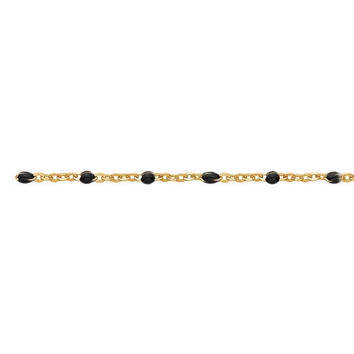 14/20 Yellow Gold-Filled Black Enameled 1.65mm Cable Chain, By the Foot