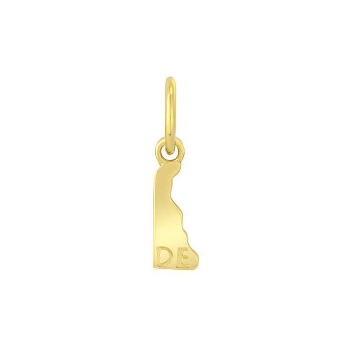 14K Yellow Gold State Charm, Delaware