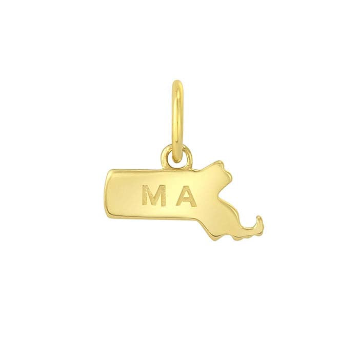 Ciondolo Stato in Oro Giallo 14K, Massachusetts