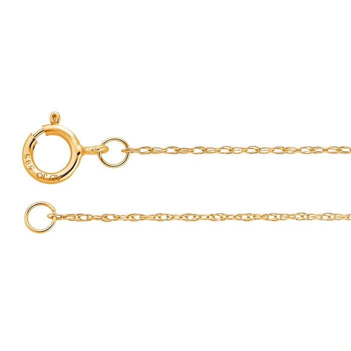 14K Yellow Gold 0.6mm Pendant Saddle® Rope Chain Necklace