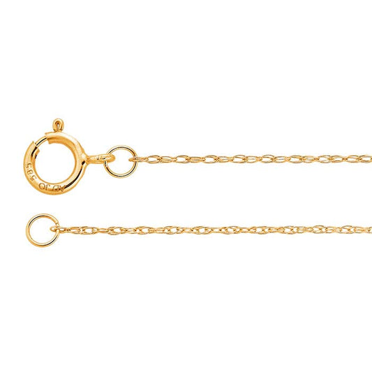 14K Yellow Gold 0.6mm Pendant Saddle® Rope Chain Necklace