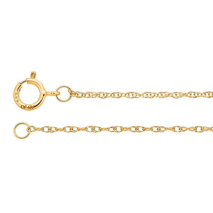 14K Yellow Gold 0.8mm Pendant Saddle® Rope Chain Necklace
