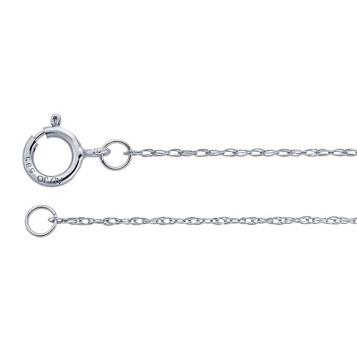 14K White Gold 0.6mm Pendant Saddle® Rope Chain Necklace