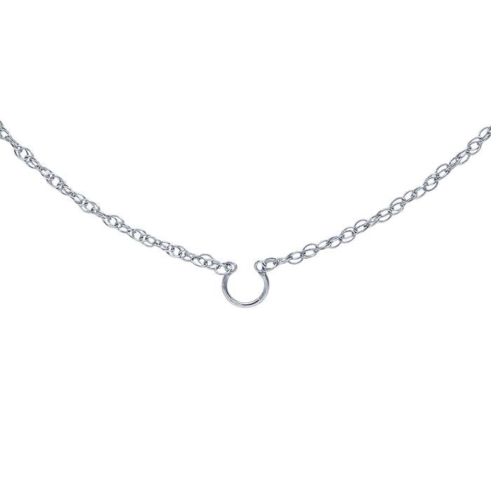 14K White Gold 0.8mm Pendant Saddle® Rope Chain Necklace