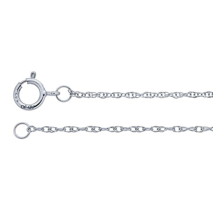 14K White Gold 0.8mm Pendant Saddle® Rope Chain Necklace