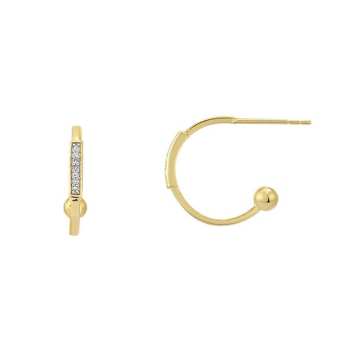 Diamond-Set 3/4 Hoop Earring with Ball