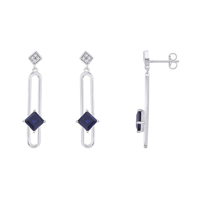 Diamond- & Lab-Grown White Sapphire-Set Post Earrings