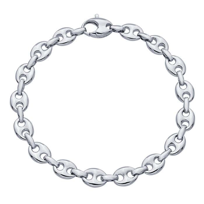 Sterling Silver 8mm Puffed Anchor Chain Bracelet