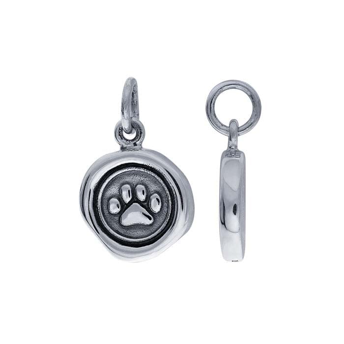 Sterling Silver Paw Print Wax Seal Pendant