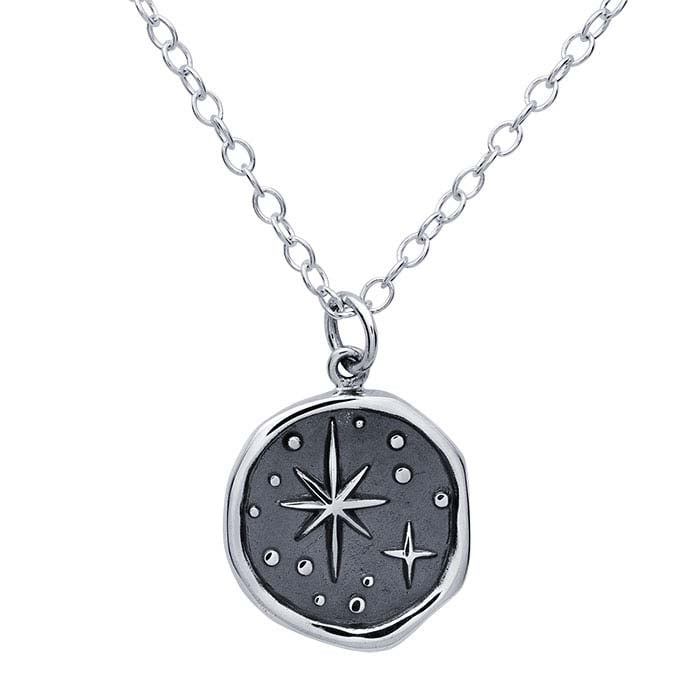 Sterling Silver North Star Wax Seal Necklace