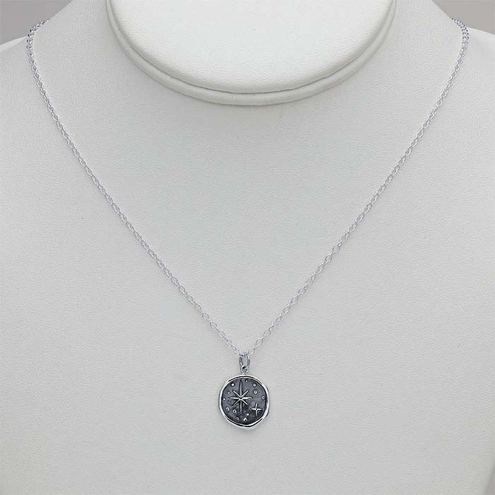 Sterling Silver North Star Wax Seal Necklace