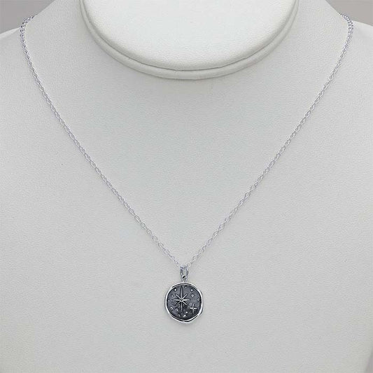 Sterling Silver North Star Wax Seal Necklace