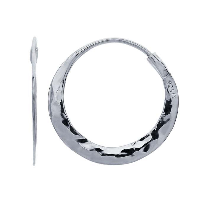 Sterling Silver Hammered Hoop Earring