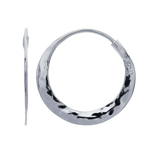 Sterling Silver Hammered Hoop Earring