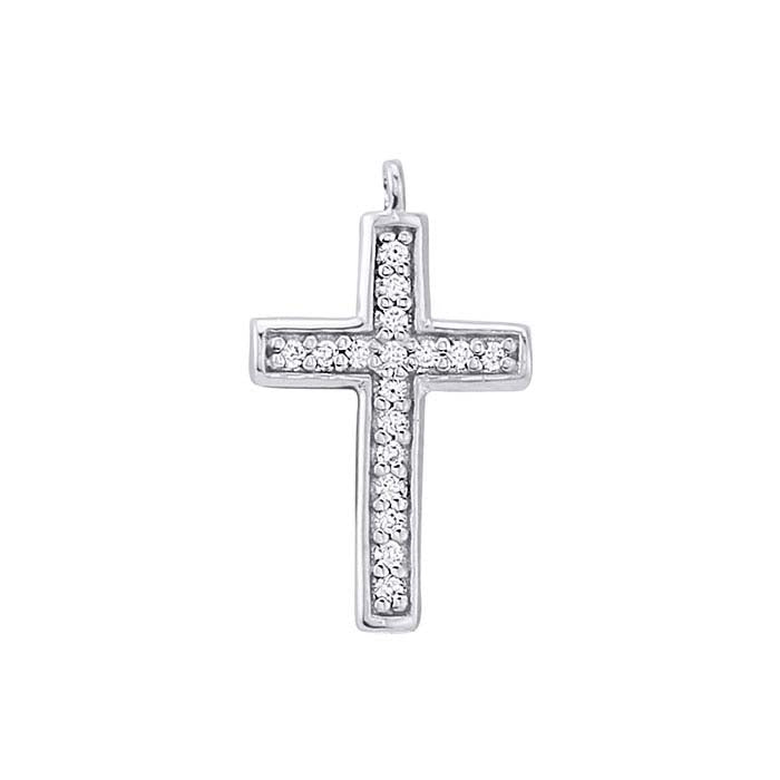 Sterling Silver CZ-Set Cross Charm