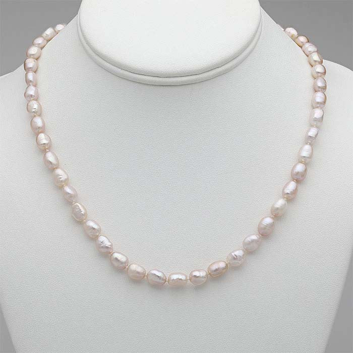 Natural 6–7mm Orange/Pink Baroque Pearl Necklace