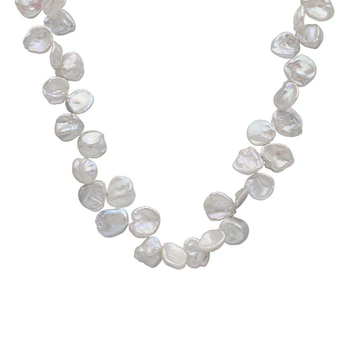 Natural 6mm White Long-Drilled Keshi Pearl Necklace