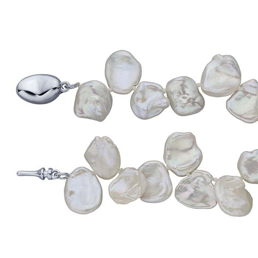 Natural 6mm White Long-Drilled Keshi Pearl Necklace